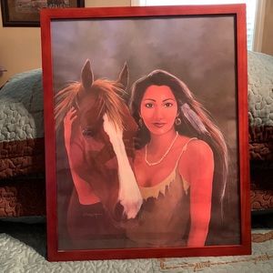 Horse and Indian Woman framed print